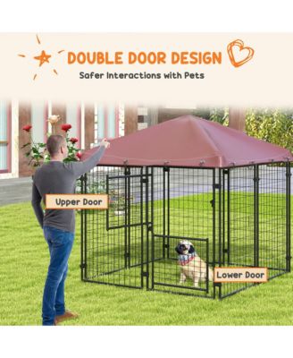 4.6' x 4.6' x 5' Outdoor Dog Kennel with Waterproof Canopy, Door