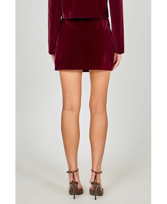 Women's Velvet Jeweled Button Mini Skirt