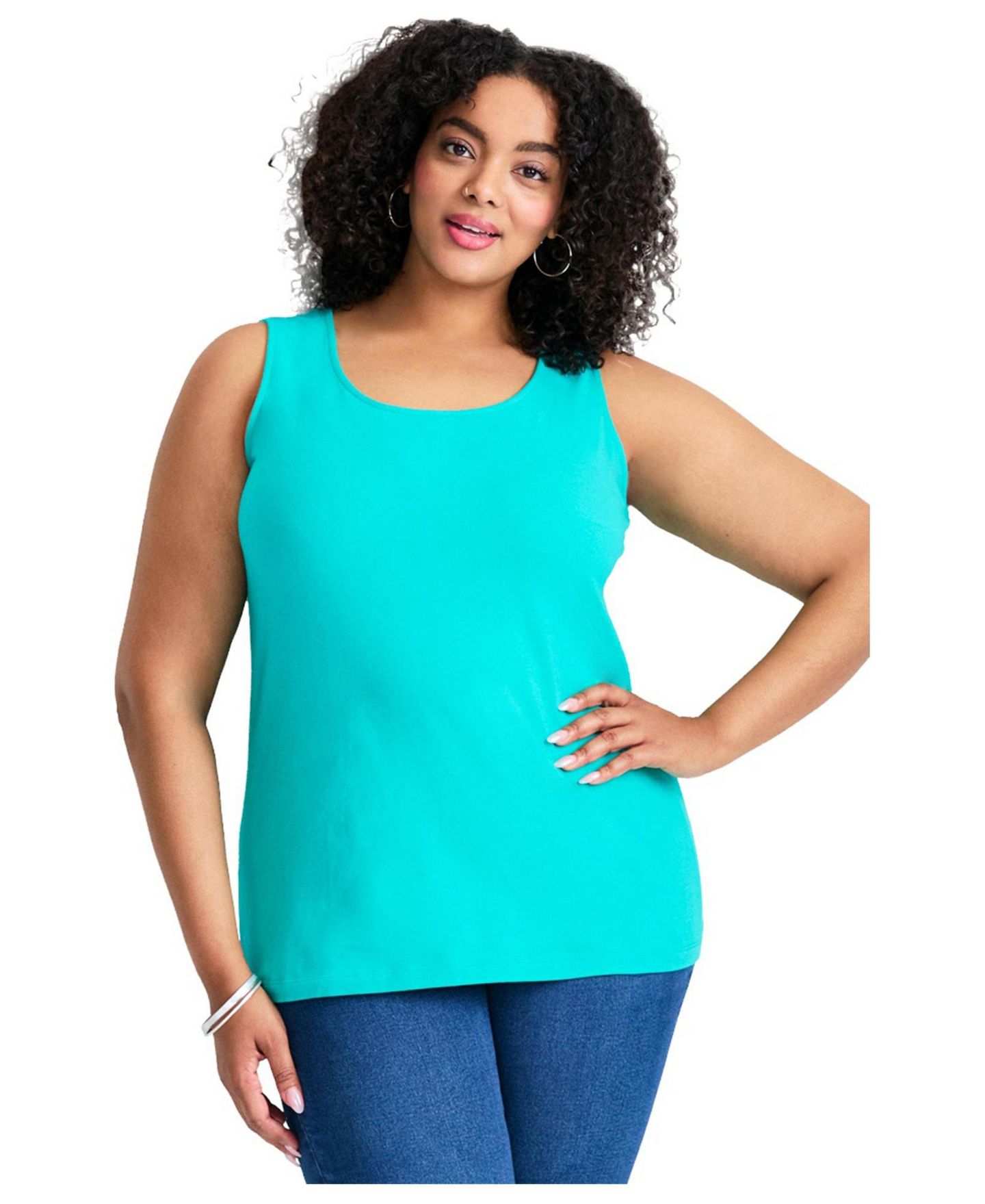 Женский топ Avenue Plus Size Basic Layering, цвет: Аквамариновый морской — фото 1