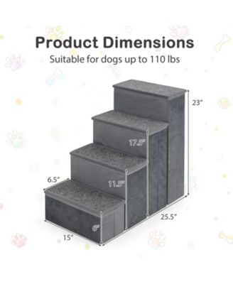 4-Step Dog Stairs Non-slip Foldable Dog Ramp with Adjustable Steps