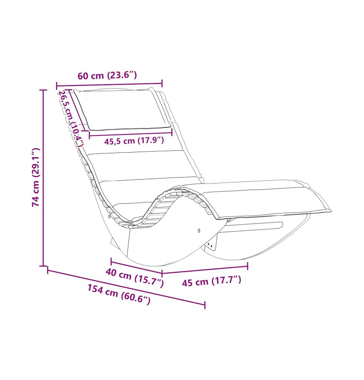 VidaXL Rocking Sun Lounger with Cushion Solid Wood Acacia