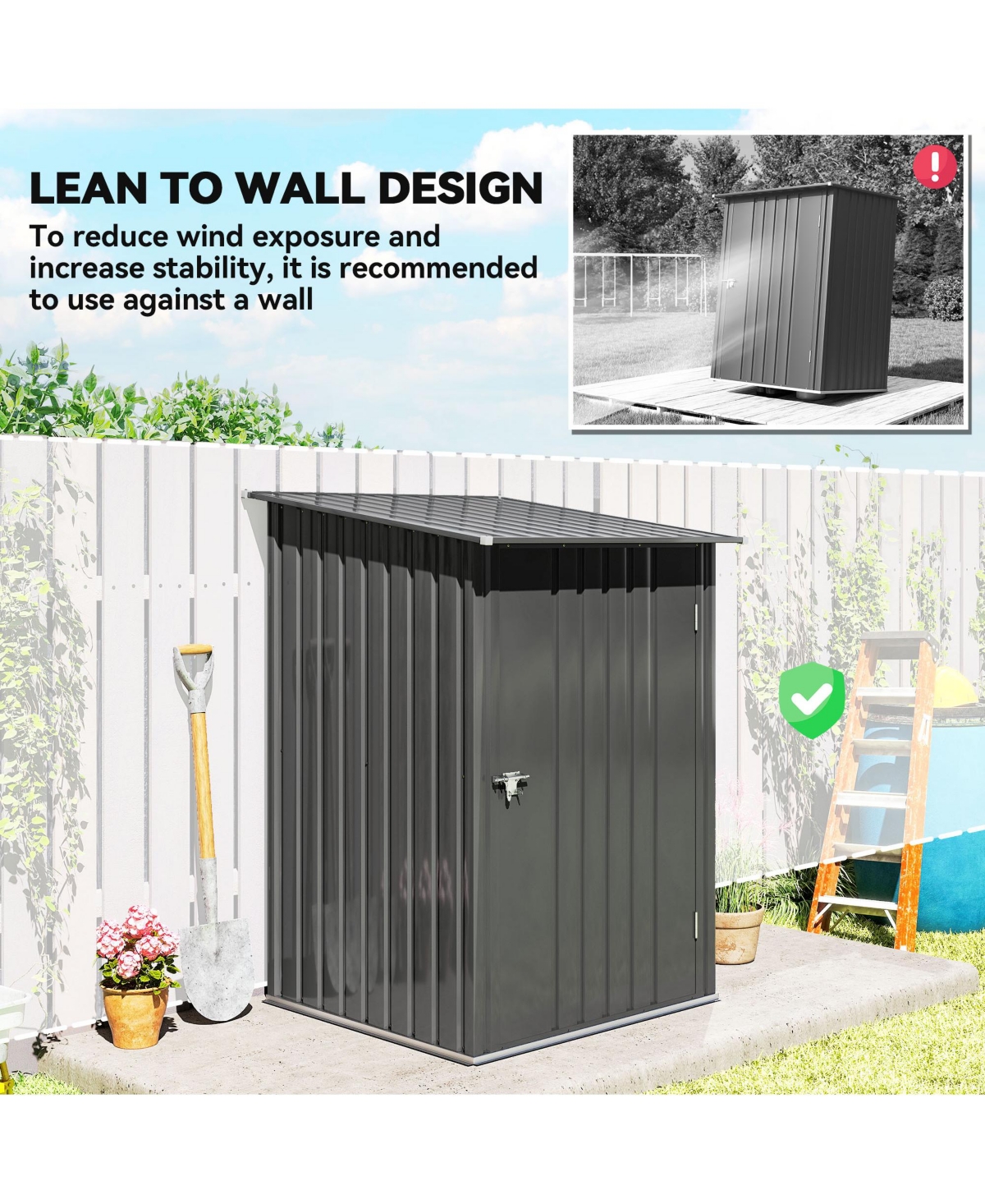 Outsunny 3.3' x 3.4' Metal Outdoor Storage Shed with Lockable Doors