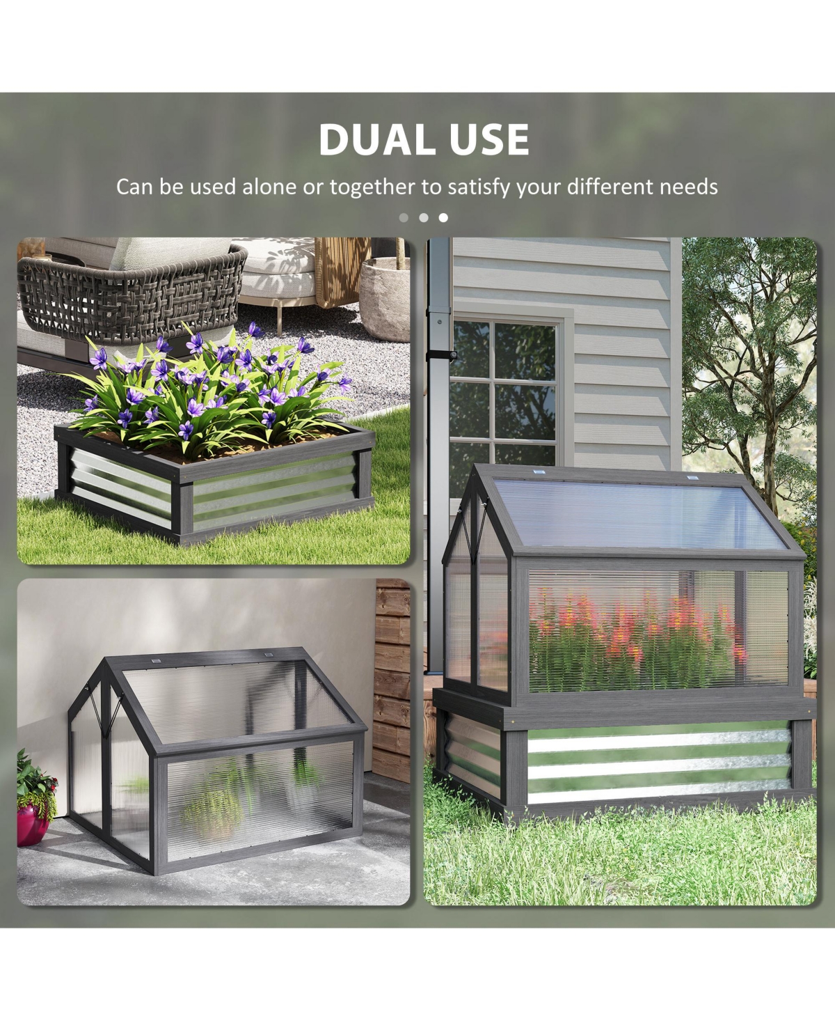 Outsunny Raised Garden Bed with Wooden Cold Frame