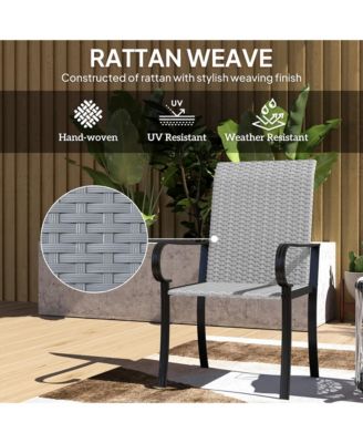 Set of 2 Outdoor Wicker Dining Chairs with Armrests,