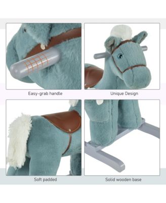 Kids Plush Ride-On Rocking Horse Toy Chair w/ Soft Plush Toy