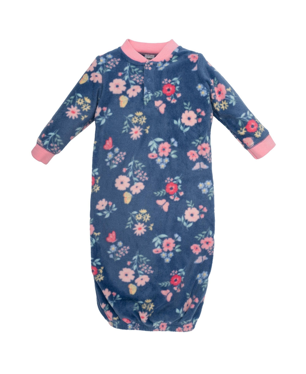 Hudson Baby Baby Girls Hudson Fleece Gowns, Blue Butterfly Floral, 0-6 Months