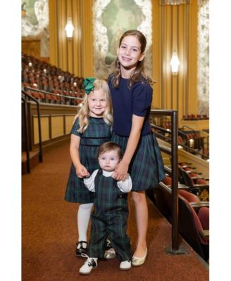 Baby Girls Plaid Dress With Neck Ruffle