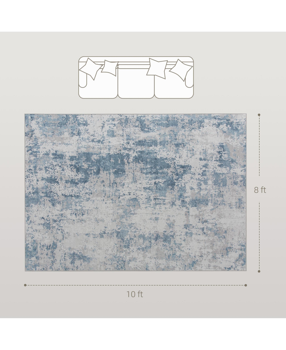 Homcom Area Rug 8x10, Non-Slip Machine Washable Rug for Living Room,