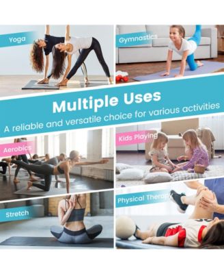 4-Panel PU Leather Folding Exercise Mat with Carrying Handles-Pink & Blue