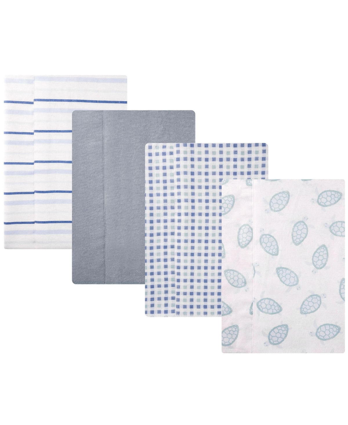 Hudson Baby Cotton Flannel Burp Cloths 4-Pack, Little Sea Turtle, One Size