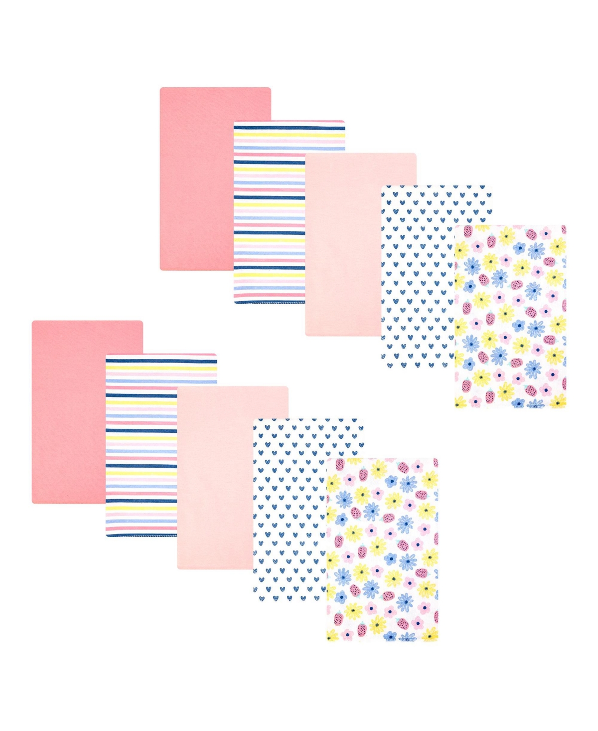 Hudson Baby Infant Girls Cotton Flannel Burp Cloths, Flowers And Strawberries, One Size