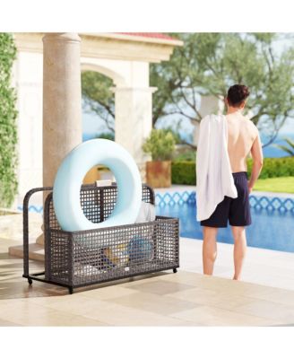 Pool Float Storage with Wheels, Pool Caddy, Dark