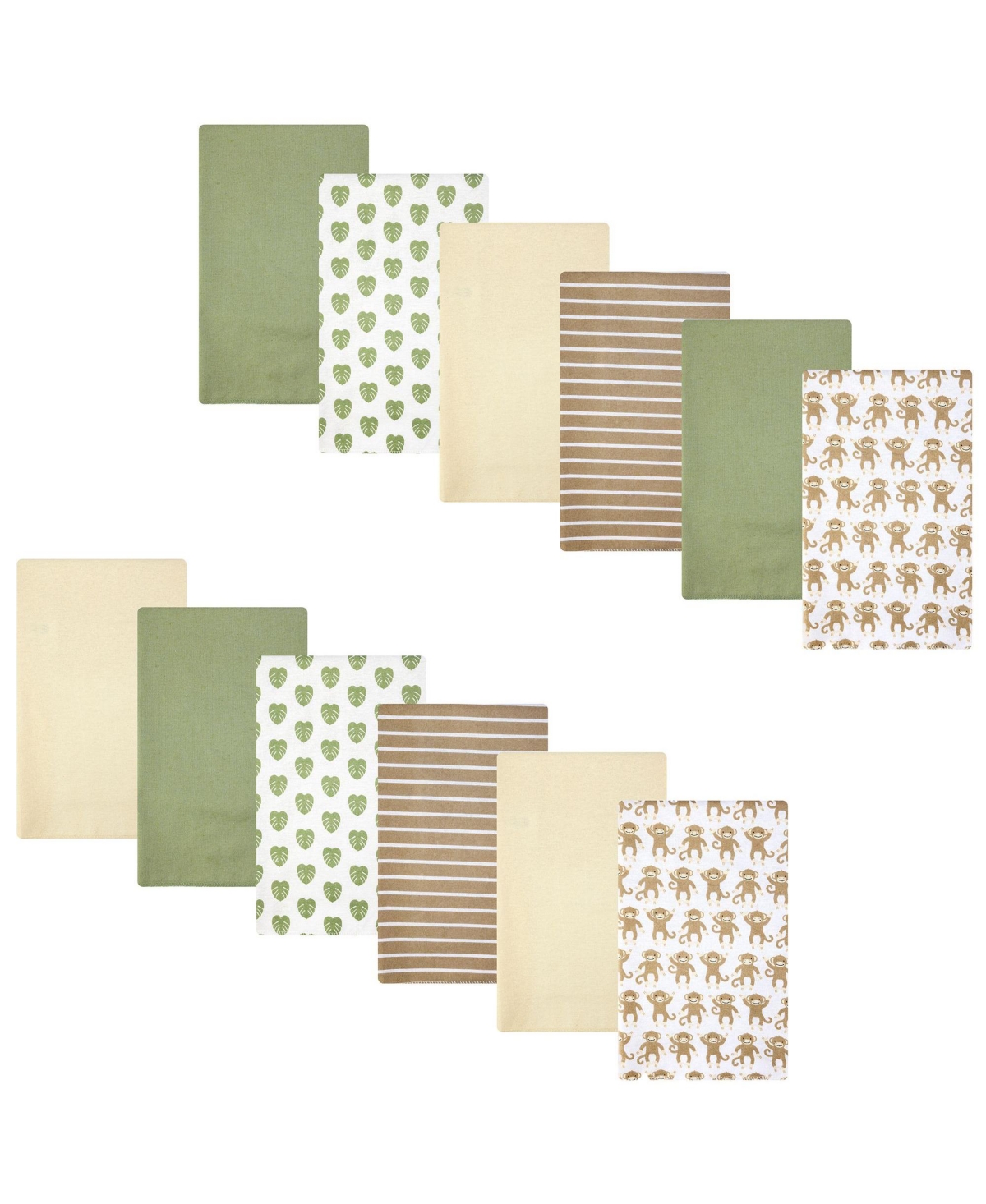 Hudson Baby Infant Boys Cotton Flannel Burp Cloths 12-Pack Bundle, Monkey, One Size