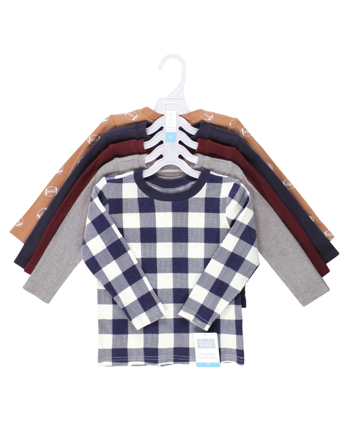 Hudson Baby Baby Boys Hudson Thermal Long Sleeve Tees 5pk, Football, 6-12 Months