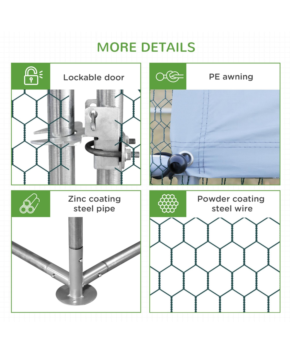 PawHut Steel Chicken Coop Cage W/Cover and Lockable Door,