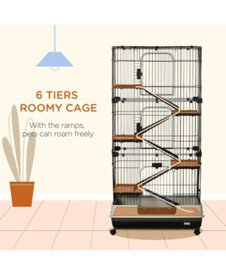 32"L 6-Level Small Animal Cage with Lockable Wheels