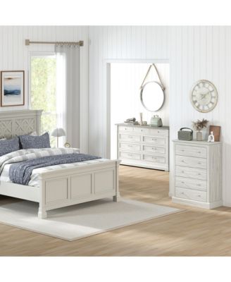 wood construction features five spacious drawers for organized bedroom storage, designed as a functional dresser
