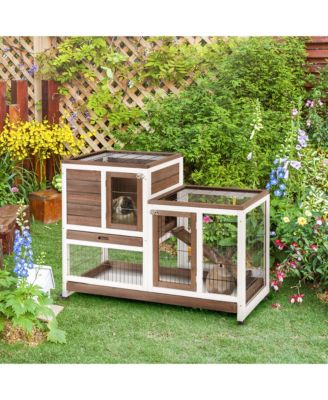 Rabbit Hutch Bunny Cage Indoor Small Animal House w/ Run Pull Out Tray