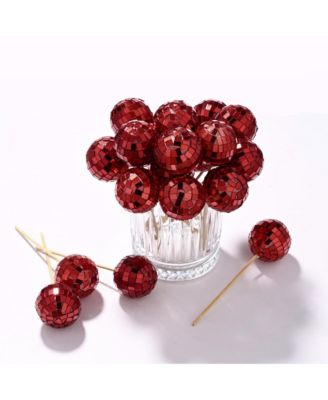 20PCS 1.6" Small Disco Ball Mirror Mini Hanging Decoration for Events Wedding 70s 80s Party Business Holiday Home Decor Red