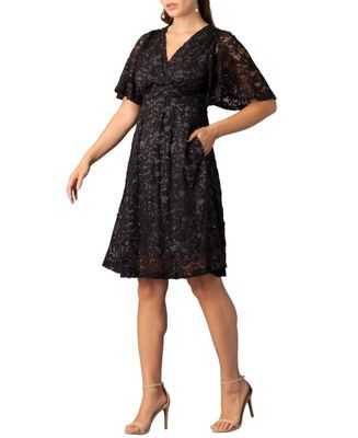 Women's Starry Sequin Lace V-Neck Cocktail Dress with Pockets