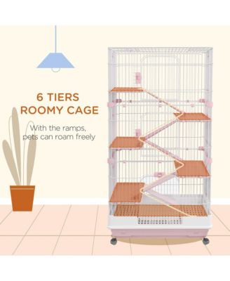 32"L 6-Level Small Animal Cage with Lockable Wheels, Tray,