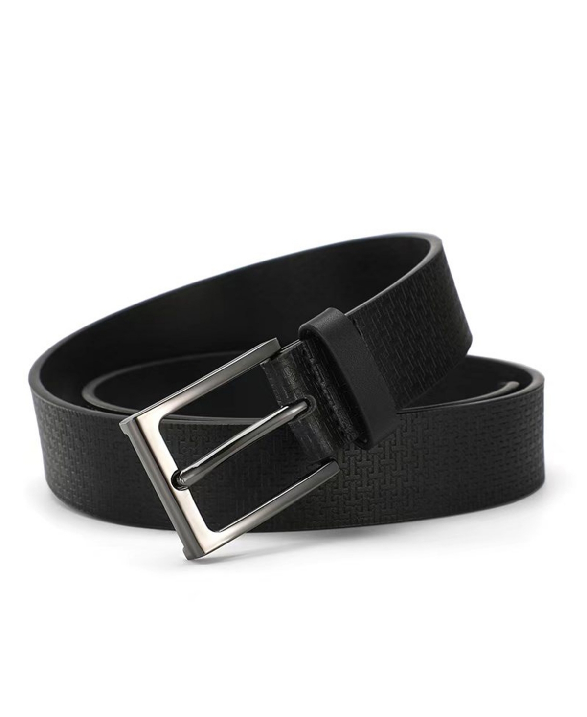 Ted Baker Men's All-over Logo "t" Leather Belt In Black