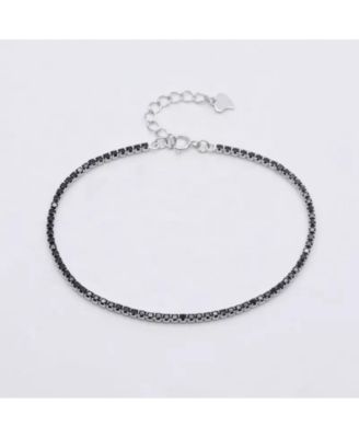 Sterling Silver Mini Black Tennis Bracelet
