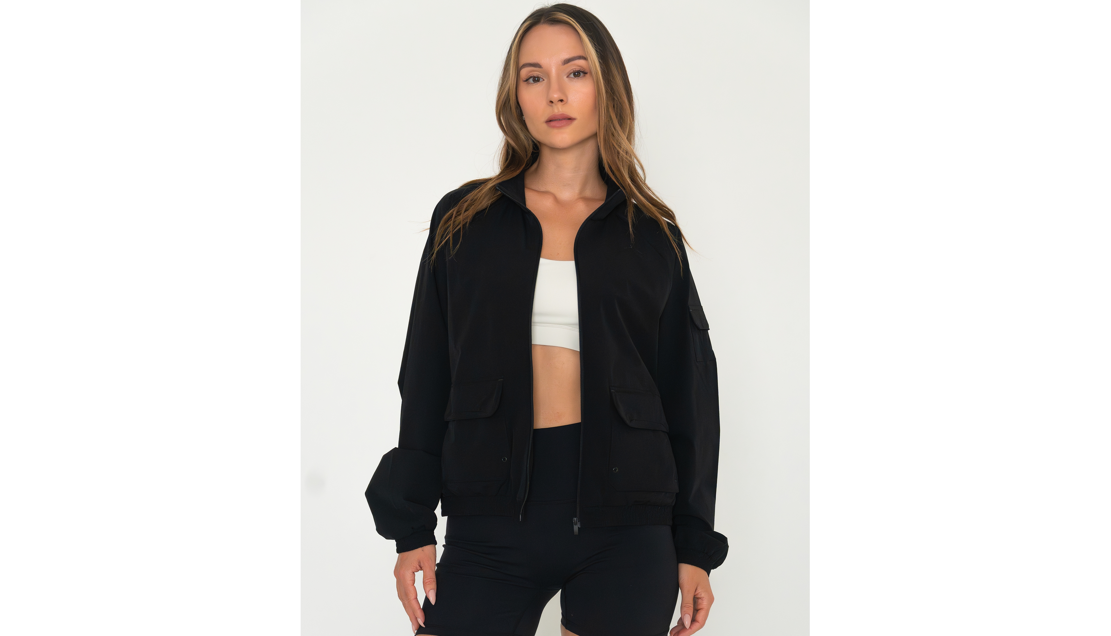 Rebody Active Women's Cargo Nylon Windbreaker Jacket