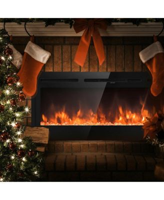 50 Inch Recessed Electric Insert Wall Mounted Fireplace with Adjustable Brightness