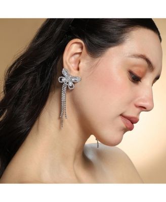 Women's The Bijou-Papillon Drop Earrings - Crystal Silver