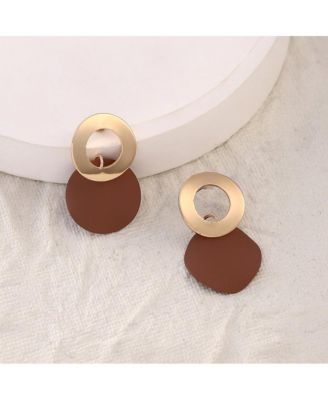 Women's The Circular-Plate Drop Earrings - Mocha Brown