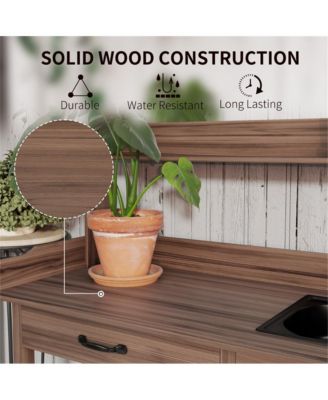 Outdoor Garden Workbench with Storage Shelves.