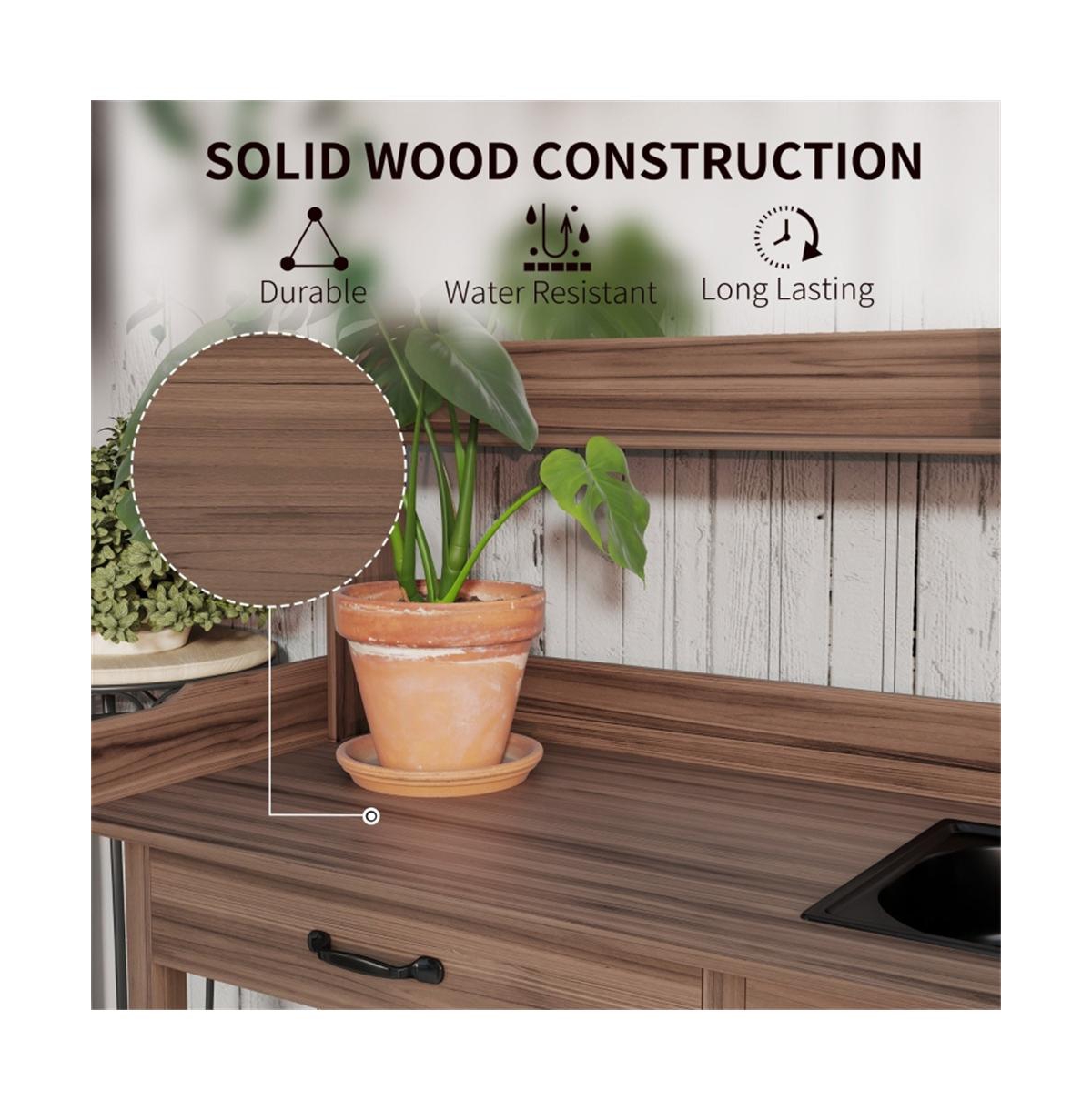 Outdoor Garden Workbench with Storage Shelves