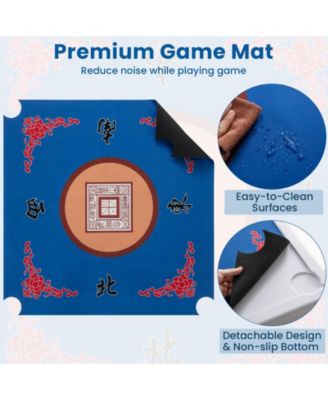 Portable Folding Mahjong Table with Cup Holders & Game Mat