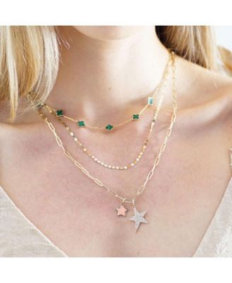 Pink Pearl Star Charm 14K Gold