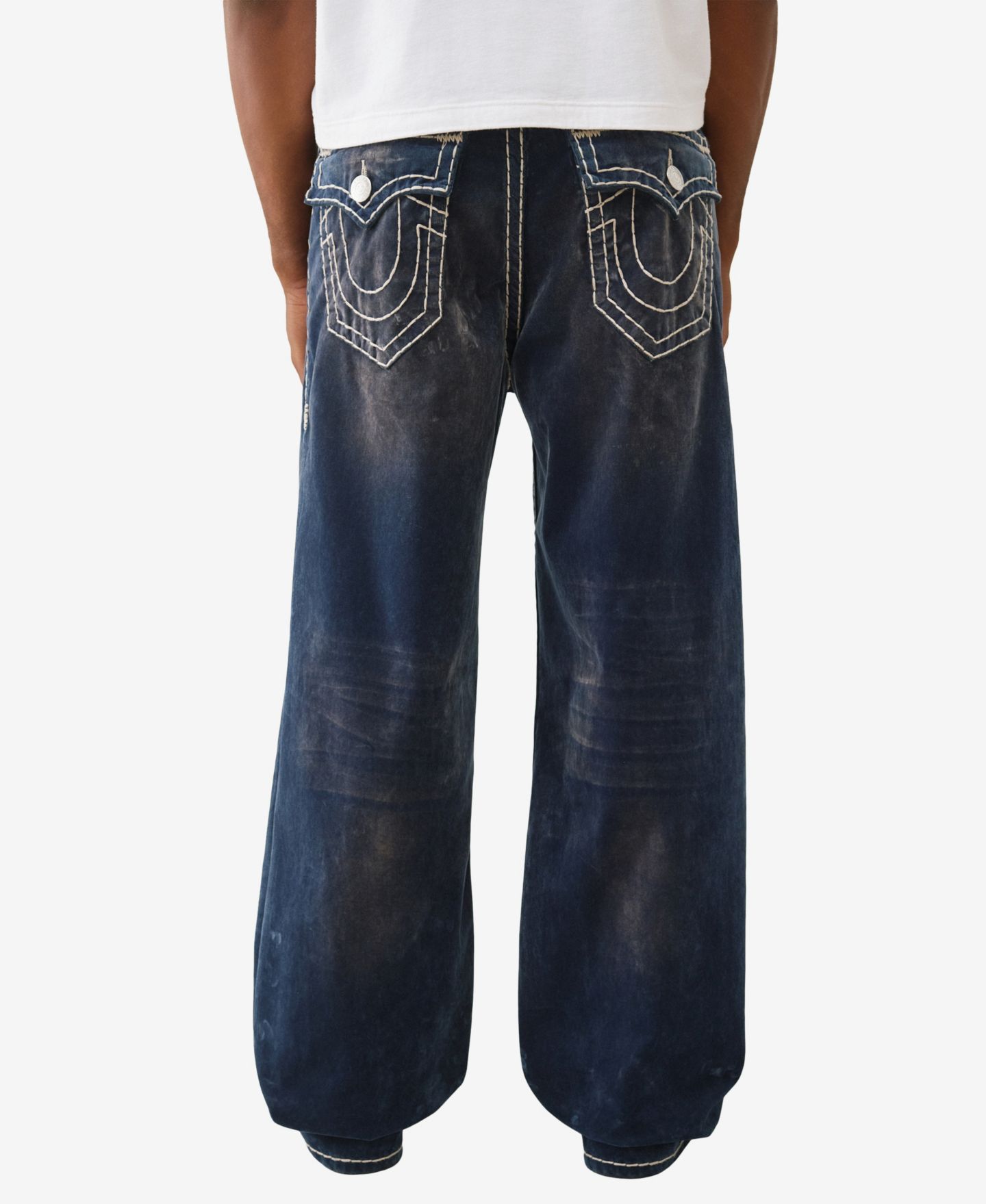 Мужские джинсы True Religion Velvet Vinny Ultra Baggy Regular-Fit, цвет: Синий бархатный варёный — фото 3
