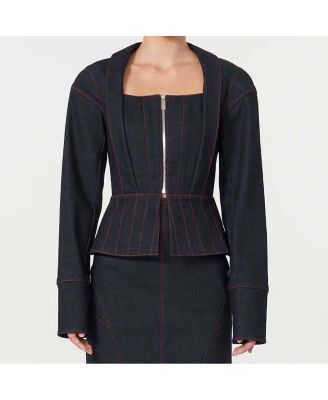 US Women's Davidson Denim Corset Jacket Unique Style