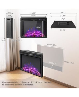 26 Inch Recessed Electric Fireplace with Adjustable Flame Brightness