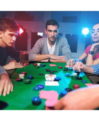 Foldable Poker Table with 8 Cup Holders and Padded Armrests