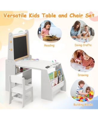 Kids Table and Chair Set with 3-in-1 Easel and Storage