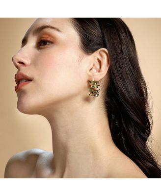 Women's The Enamel-Coil Hoop Earrings - Shamrock Green & California Gold