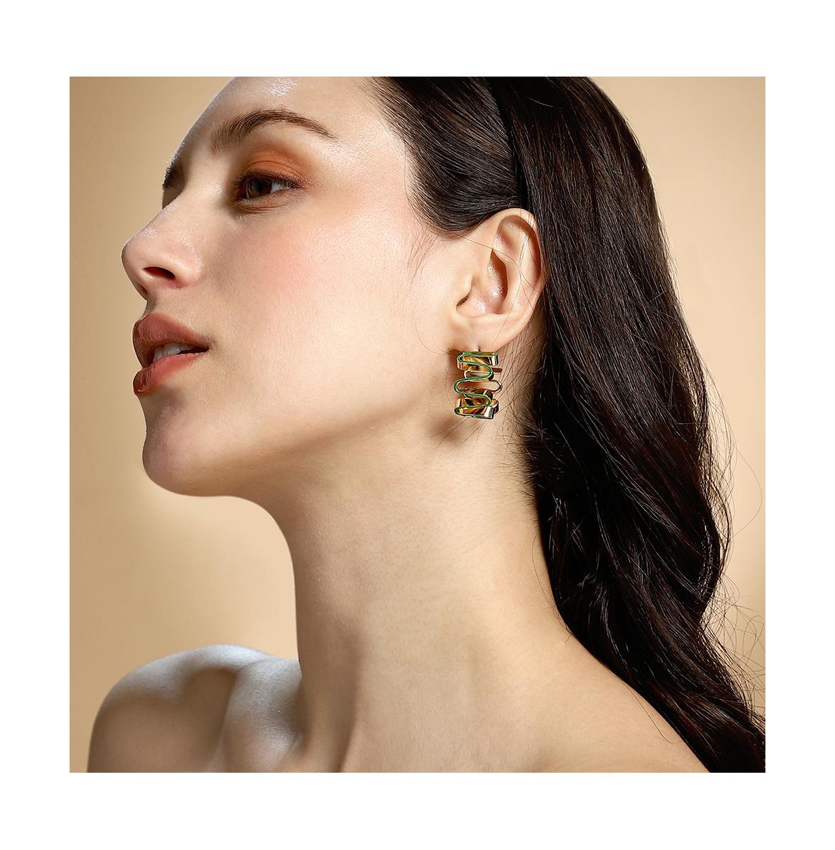 Women's The Enamel-Coil Hoop Earrings - Shamrock Green & California Gold