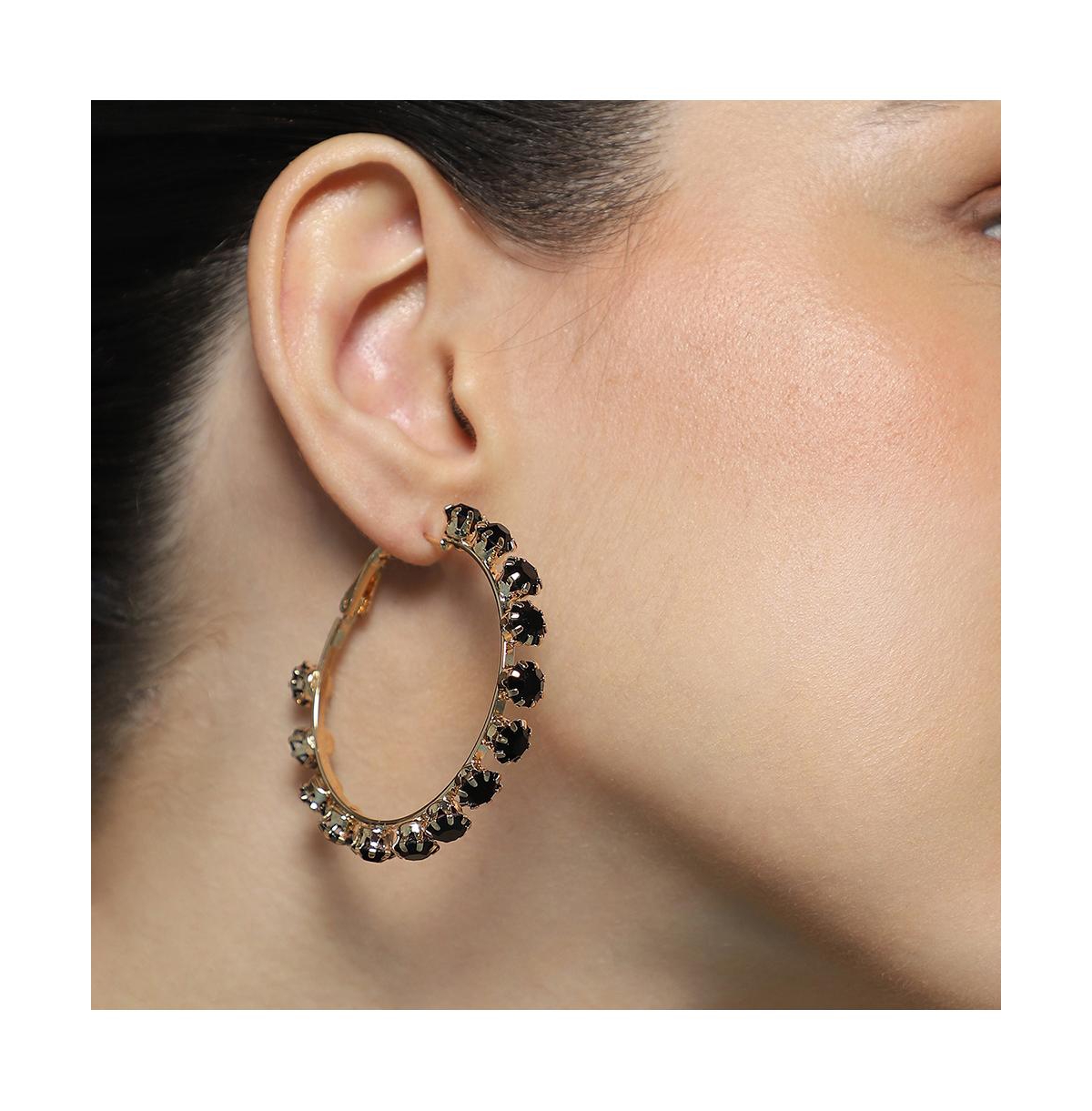 Women's The All-Over-Stud Hoop Earrings - Onyx Black