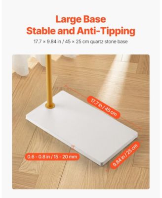 Freestanding Coat Rack with Quartz Stone Base and 3 Round Hooks