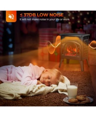 Electric Fireplace Heater 17" , Different Flame Effects, Adjustable Brightness and Heating Mode, Overheating Safe Design