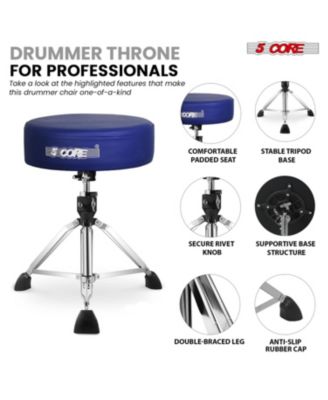 Drum Throne 4" Thick Padded Guitar Stool 441Lb Capacity 20-26” Adjustable Drummer Chair