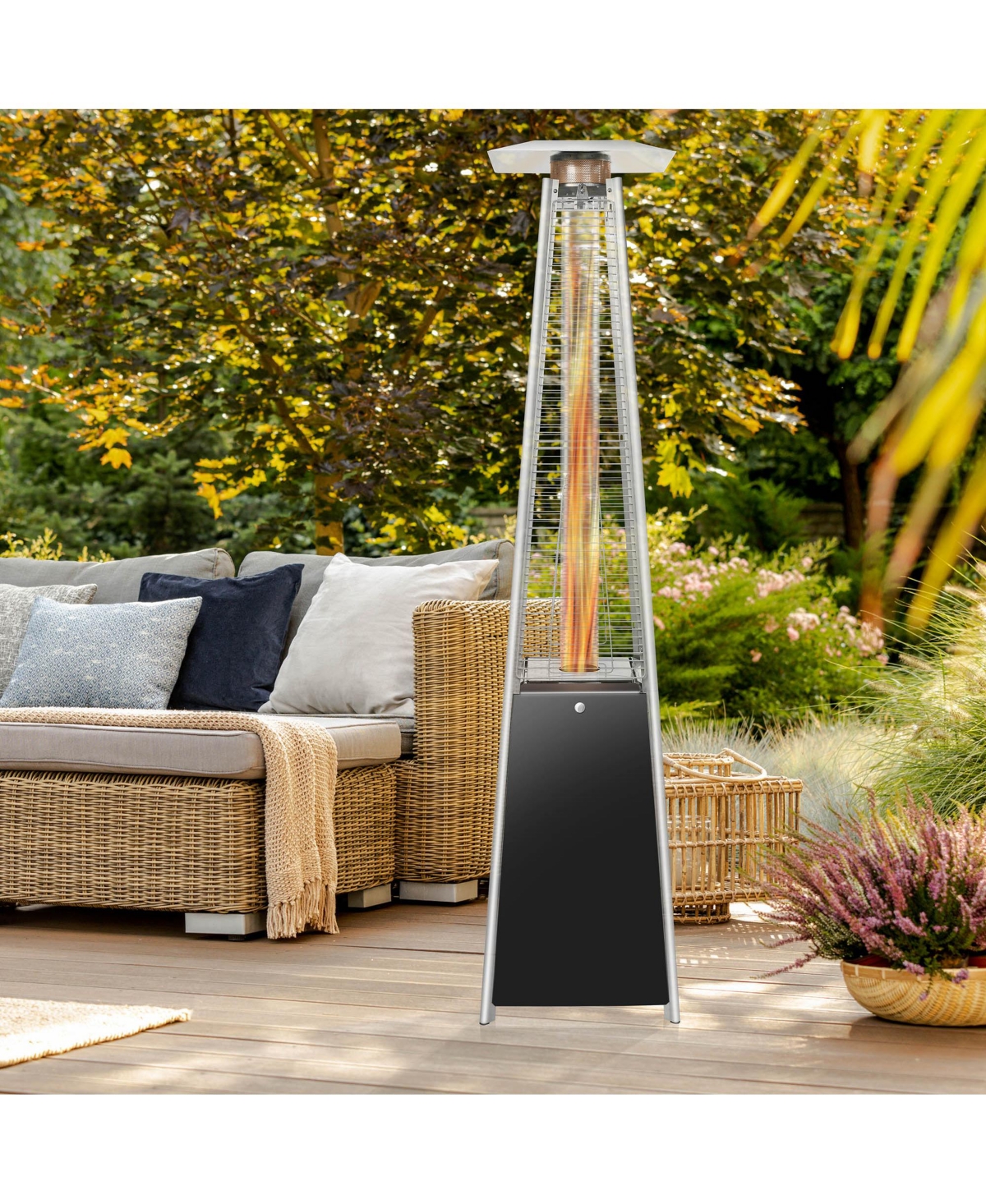 Casafield Outdoor Patio Heater with Dancing Flame Stainless Steel, Uses Standard 20lb Lp Propane Gas Tank
