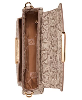 Faux Snake Sculpted Plaque East West Shoulder Bag