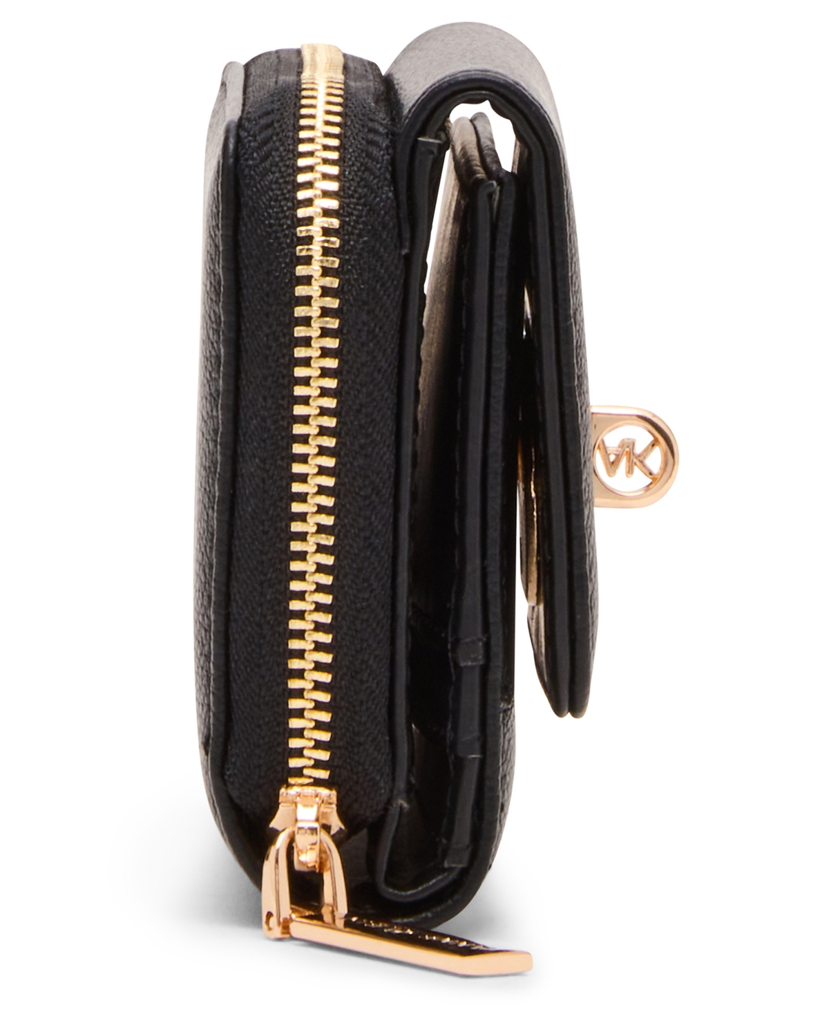 Anne Klein Oval Turn Lock Trifold Wallet In Black