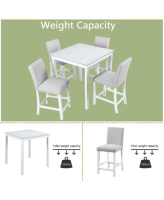 5-Piece Counter Height Dining Set with 4 Upholstered Chairs, 34.5" Square Table with Crystal Trim for Small Dining Room-Maison Boucle